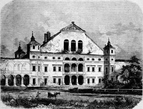 1863 Nieistniejący już pałac w Białej Podlaskiej (rysował Podbielski podług fotografii Sztumana). Źródło Tygodnik Ilustrowany z 26 grudnia 1863 r.