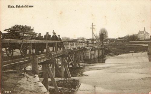 Lata 1910-1920 Biała Podlaska - Bahnhofstrasse most na Krznie ul. Łomaska